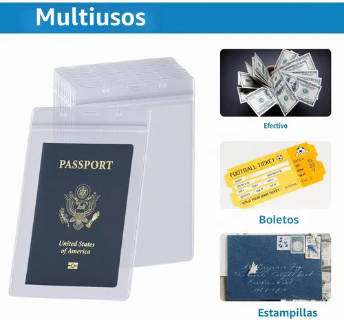Vista 4 de 10 soportes para tarjetas de identificación de pasaporte con cordón negro de 4 x 6 pulgadas, soporte vertical impermeable de PVC extra grande