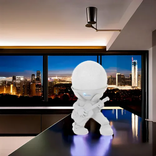 Vista 2 de Splin Soporte de mesa compatible con Amazon Alexa Smart Speaker Echo Dot (4ª y 5ª generación) y Apple HomePod Mini, Vegas Boy (blanco)