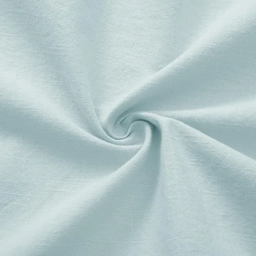 Vista 7 de Camisas casuales de lino con botones de manga corta para hombre, para playa, verano, cuello extendido, con bolsillo