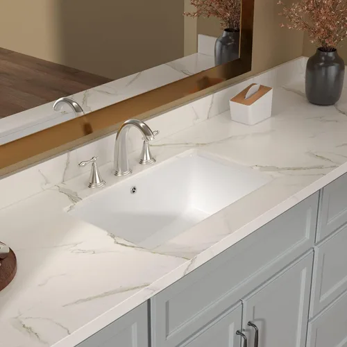 Vista 13 de Lordear Fregadero de baño de 18 x 12 pulgadas para empotrar bajo encimera, fregaderos de tocador rectangulares de cerámica de porcelana blanca pura