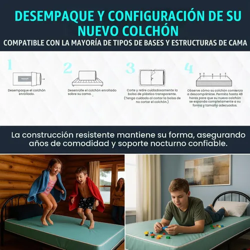 Vista 6 de Colchón de espuma con funda de vinilo resistente al agua (COT33, 6 pulgadas)