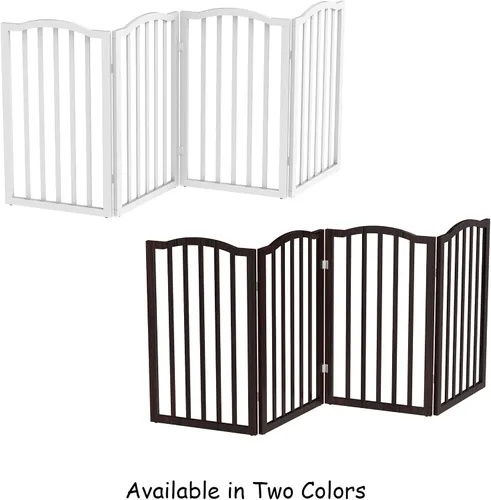 Vista 6 de PETMAKER - Puerta plegable para mascotas para interiores, 4 paneles para escaleras o puertas, valla independiente para mascotas de 73.5 x 32 Blanco