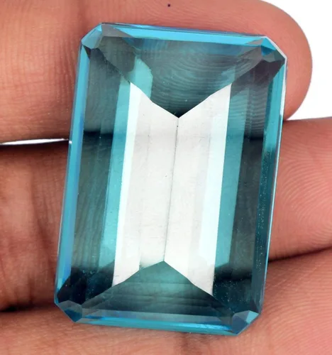Vista 3 de REAL-GEMS Fabuloso Topacio Azul Suizo 112.50 Ct Topacio Brasileño Corte Esmeralda Corte Suizo Topacio Azul Piedra Preciosa, Piedra, Topacio