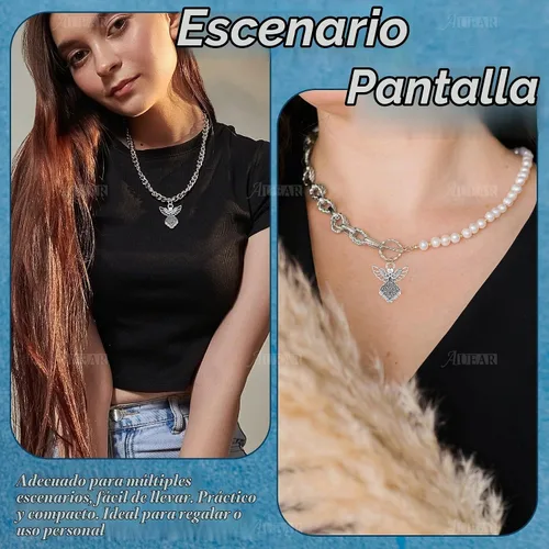 Vista 6 de AUEAR, Colgantes de plata antigua con dijes de ángel para hacer joyas de bricolaje, collar y pulsera