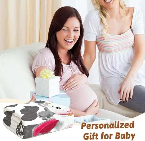 Vista 4 de Manta de bebé personalizada con nombre, cobijas de franela suaves y personalizadas con diseño de animales para recién nacidos, niños y niñas