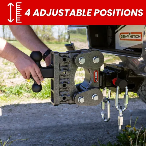 Vista 5 de GEN-Y Hitch Enganche de remolque resistente para receptor de 2.5 pulgadas, caída y elevación de 5 pulgadas con 4 posiciones ajustables, incluye