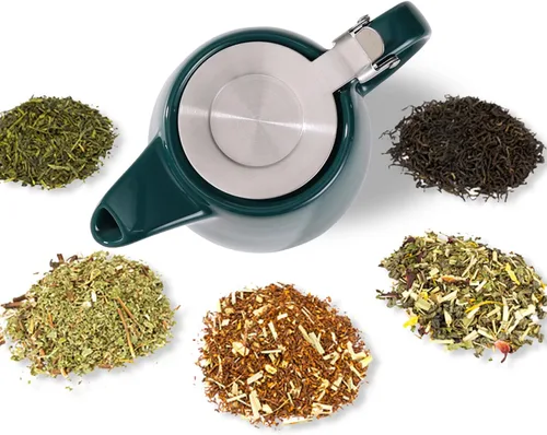 Vista 8 de Tetera de cerámica con infusor de acero inoxidable, resistente al calor, perfecta para hacer té, verde, 500ml/17oz verde (Ceramic Teapot Green)
