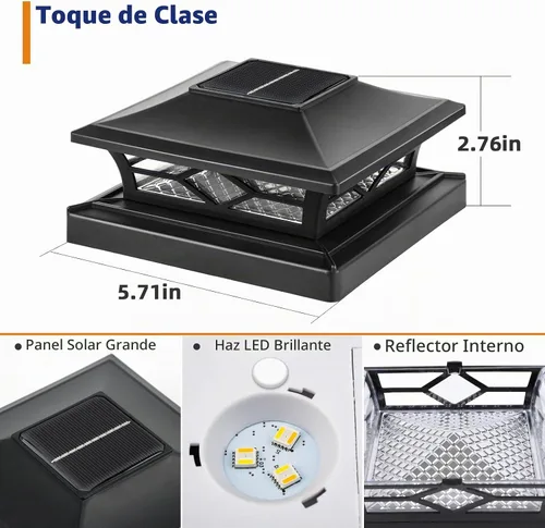 Vista 3 de APONUO - Paquete de 8 luces solares para postes que cambian de color para Negro