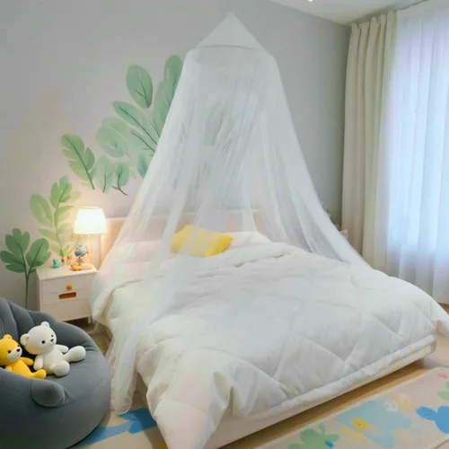 Vista 11 de Dosel de cama Eimilaly con mosquitera y 250 piezas de luces de cortina blancas cálidas, dosel de cama para decoración de habitación de niñas o Luces