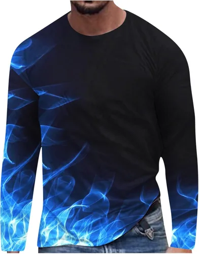Vista 8 de Camisas casuales para hombre, de manga larga, con estampado de llama 3D, ajuste holgado, cuello redondo, sudaderas de otoño