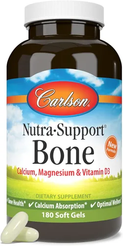 Vista 5 de Carlson - Nutra-Support Hueso, calcio, magnesio y vitamina D3, salud ósea, absorción de calcio y bienestar óptimo, 180 cápsulas blandas