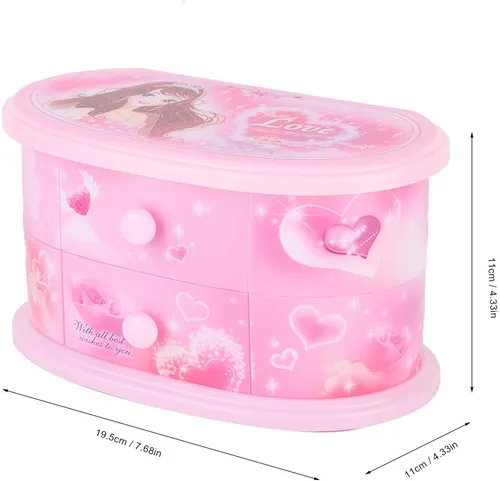 Vista 3 de Omabeta Joyero de bailarina rosa joyero con temática de ballet pequeño organizador de almacenamiento de joyas musicales con música caja