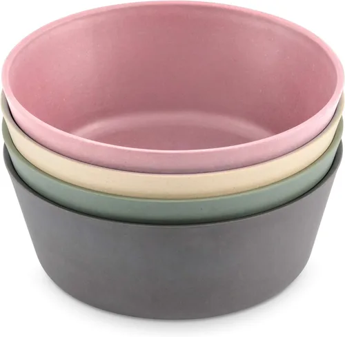 Vista 8 de WeeSprout Cuencos de bambú para niños con tapas, juego de cuatro cuencos de tamaño para niños 10 oz, para cereales, sobras y bocadillos, aptos