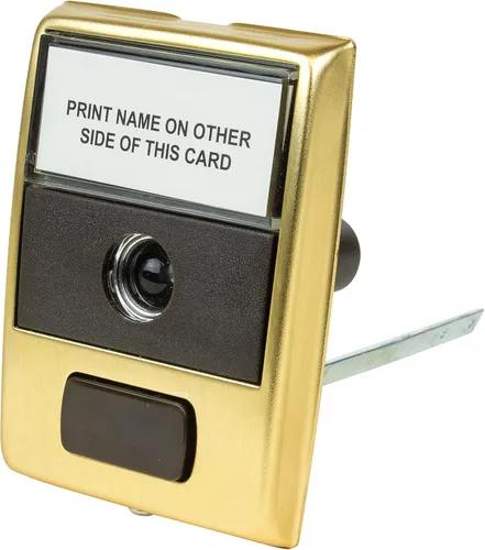 Vista 4 de Newhouse Hardware MCHBV - Timbre mecánico inalámbrico de dos notas y botón de puerta con visor integrado, tamaño único, blanco/latón