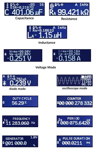 Vista 6 de Multímetro digital LCR-Reader-MPA Pro: LCR, voltaje/corriente, frecuencia, medidor, probador de diodos/LED, osciloscopio (Pro - pantalla negra)