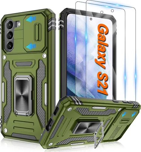 Vista 97 de Atump Funda para Motorola Moto G Play 2024 (4G) con [paquete de 2] protector de pantalla HD y cubierta para cámara deslizante, soporte de anillo