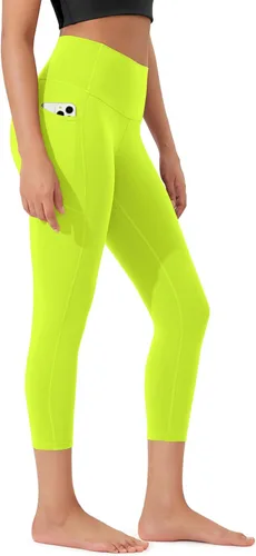 Vista 27 de ODODOS Pantalones capri de yoga suaves como mantequilla para salón con bolsillos para mujeres, leggings capri de cintura alta de 14"/19"/21