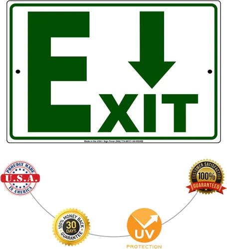 Vista 5 de Afterprints Exit with Downward Arrow Novelty Unique Indoor Outdoor Notice Aluminum Metal Sign 18"x24