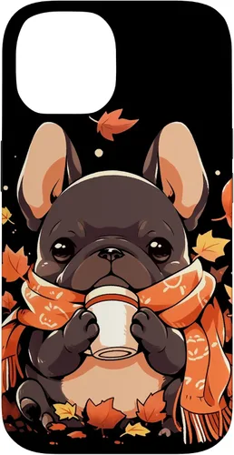 Vista 4 de French Bulldog Fall Autumn Pumpkin Spice Latte Frenchie Dog Case for iPhone 17