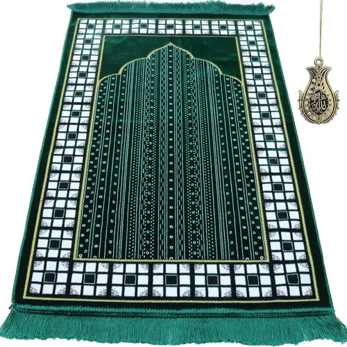 Vista 10 de Modefa Alfombra de oración islámica turca, alfombra de terciopelo fina y ligera, alfombra de oración musulmana suave Janamaz, regalo de Ramadán