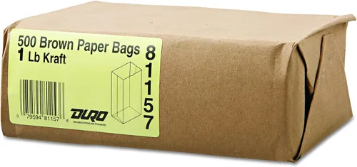 Vista 2 de Duro Bolsa 1# Dubl Life SOS Bolsa 30# Kraft reciclado FSC (paquete de 4000) Flat Bottom Stands Upright, Kraft Surface for Labels and Crafts, 60%