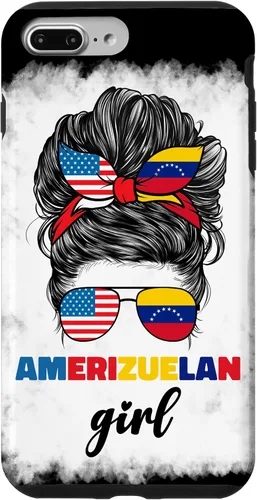 Vista 12 de iPhone 16 Half American And Venezuelan USA Venezuela Flag Girl Funda para mujer