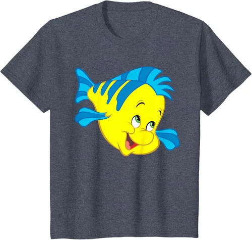 Vista 98 de Disney Camiseta de disfraz de cara grande de la Sirenita Flounder Sidekick