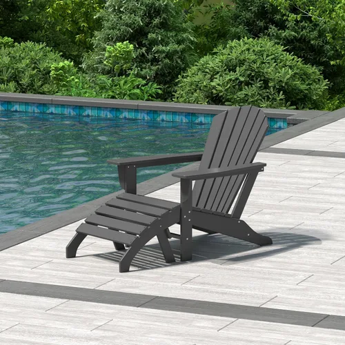 Vista 14 de WestinTrends Dylan - Silla Adirondack para exteriores con otomana, juego de 2 piezas, color negro