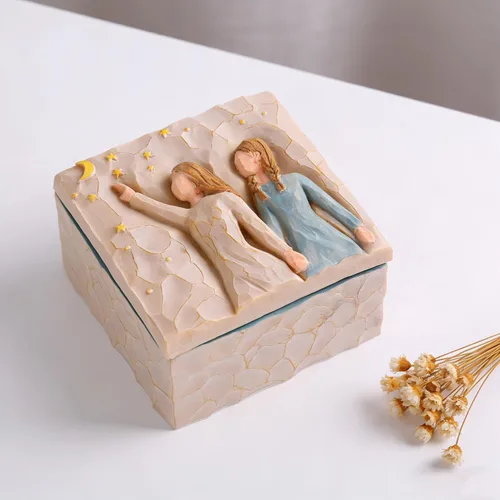 Vista 8 de Caja de recuerdo de la amistad, regalo sentimental para mejor amiga, regalo significativo para hermana, caja de memoria única pintada a mano