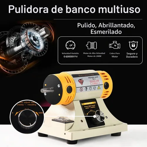 Vista 3 de Máquina pulidora de velocidad ajustable, pulidora de torno de banco multifunción, amoladora de banco, máquina pulidora utilizada para la fabricación