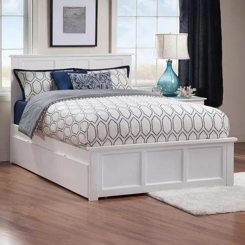Vista 3 de AFI, Madison - Cama de plataforma Queen con estribo a juego y cama corrediza individual XL, color blanco