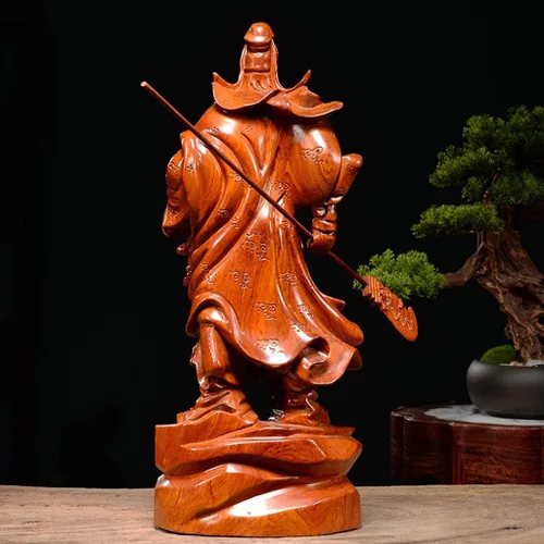 Vista 2 de Estatua de Buda Feng Shui de 11.8 pulgadas de alto Guan Yu/Guan Gong Warlord Estatua Cuchillo Cuan Yu Gong/Kwan Kung/Guangong Decoración china