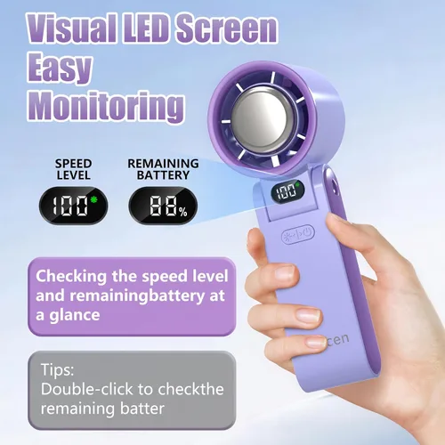 Vista 3 de Ventilador de mano portátil recargable de 100 velocidades, turbo de refrigeración por hielo, mini ventilador personal pequeño plegable 3 en 1