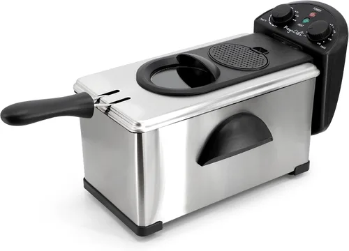 Vista 3 de MegaChef Freidora eléctrica de aceite con control de temperatura ajustable y temporizador (3.17 cuartos de galón)