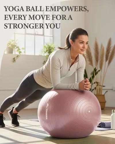 Vista 2 de Trideer Pelota de Ejercicio de Yoga, Silla de Oficina y Bola de Equilibrio, Bola de Estabilidad para Pilates, Terapia Física, Entrenamiento