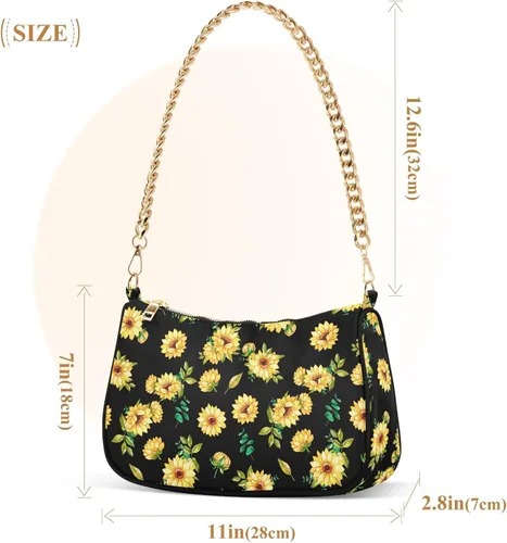 Vista 2 de Bolso de hombro con cadena pequeña para mujer, bolso de mano con cremallera