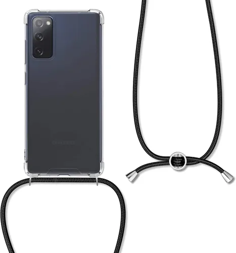 Vista 5 de kwmobile Funda cruzada compatible con Samsung Galaxy S20 FE - Funda transparente de TPU con correa de cordón - Negro/Transparente