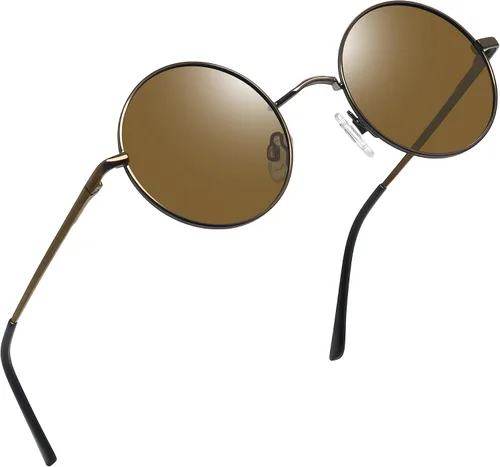 Vista 17 de Joopin - Anteojos de sol retro pequeños redondos hippie con círculo polarizado, protección UV400, metal, para hombres y mujeres