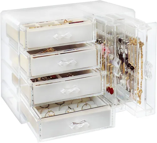 Vista 2 de Caja organizadora de joyas de acrílico y soporte de joyería para collar