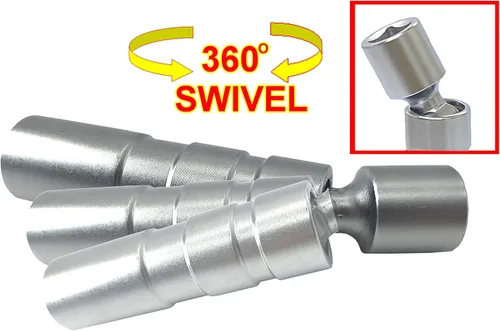 Vista 2 de 3/8 de pulgada de llave giratoria magnética pared delgada 0.551 in bujía enchufe universal junta 12PT (0.551 in)