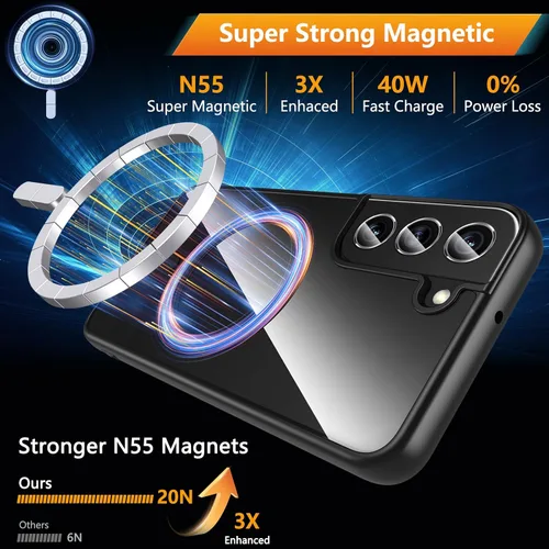 Vista 3 de Hensinple Funda Magnética para Samsung Galaxy S22, Funda para Teléfono Galaxy S22 [Compatible con MagSafe], Cubierta Magnética Transparente