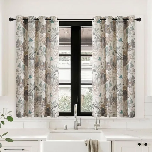 Vista 20 de Mysky Home - Cortinas florales de 90 pulgadas de largo, con filtro de luz, cortinas de dos hojas con pinzas y pliegues para sala de estar