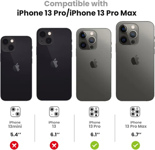 Vista 2 de Tensea Protector de lente de cámara para iPhone 13 Pro/iPhone 13 Pro Max, cubierta de protección para cámara, protector de pantalla de vidrio