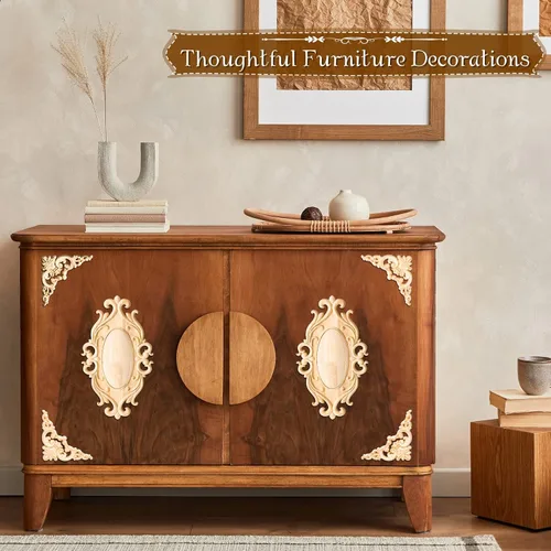 Vista 2 de 10 piezas decorativas de madera para muebles, apliques de centro de puerta, calcomanías talladas de madera para decoración de muebles de puerta