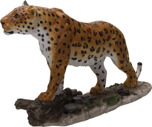 Vista 5 de Pacific Giftware Estatua realista de figura de resina de madera con diseño de leopardo de gato grande