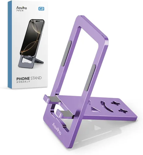Vista 9 de Aoviho Soporte de teléfono para escritorio, soporte de teléfono de aluminio plegable ultrafino, soporte portátil de viaje y oficina para teléfono