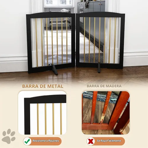 Vista 4 de PUPETPO Puerta independiente para mascotas para perros, puerta plegable de madera para perros para casa, escaleras, entradas, valla de seguridad