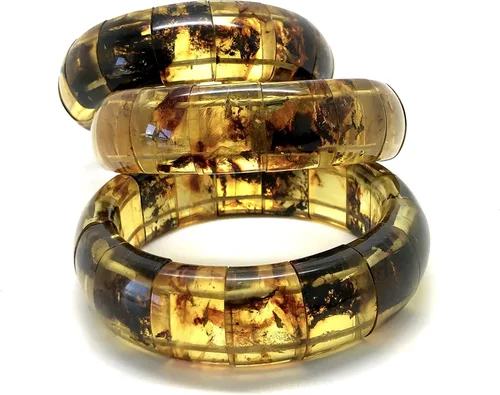 Vista 5 de Pulsera única de ámbar báltico natural mixto, talla L