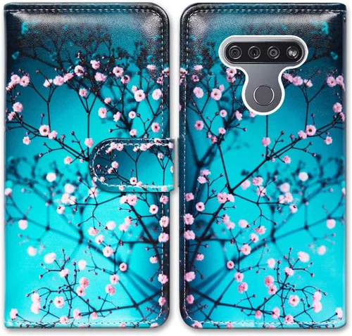 Vista 22 de Bcov Funda para LG K51/LG Reflect (LM-K500), diseño de libélula colorida funda de piel con tapa y ranura para tarjeta soporte para LG K51/LG Q51