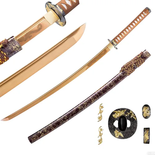 Vista 14 de Katana afilada hecha a mano, arcilla tradicional de acero templado 1060/9260/T10, espada Katana real de espiga completa, auténtica espada samurái